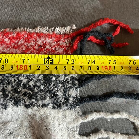 American Eagle Scarf Womens One Size Multicolor Plaid Flannel Fringe Trim Boho - Picture 8 of 8